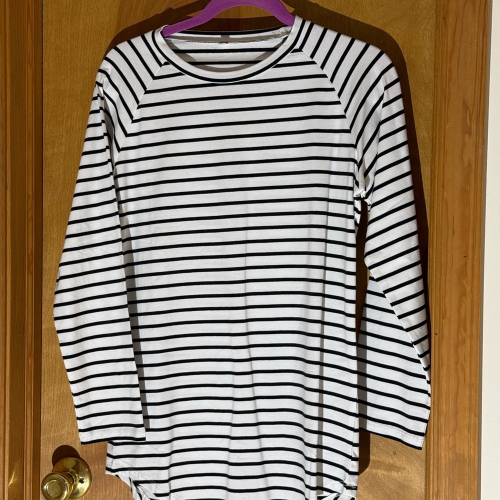 Black and White Striped Women's Top